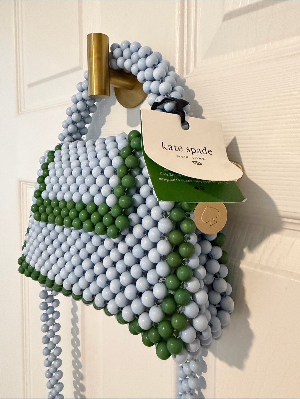 kate spade Light Blue and Green Beaded Mini Crossbody